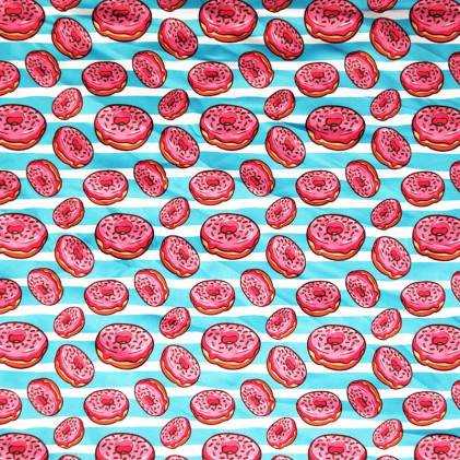 Tissu Pul PANDALOVEFABRICS imprimé Donuts bleu / rose