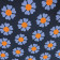 Tissu coton enduit Poppy Fleurs vintage Bleu marine