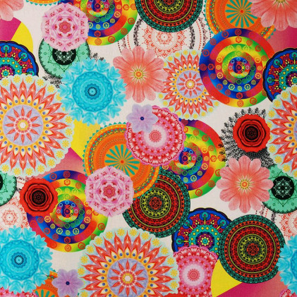 Tissu toile Oeko-Tex imprimée Desig Multicolore