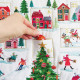 Tissu Noël : Calendrier de l'Avent à confectionner Patineurs Blanc
