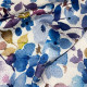 Tissu satiné fleurs Florina Bleu