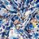 Tissu satiné fleurs Florina Bleu
