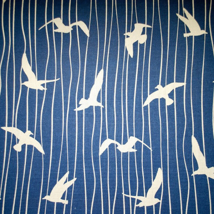 Tissu toile imprimé Oiseau Marin Bleu