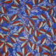 Tissu toile imprimé Feuilles Ethniques Bleu / Rouge