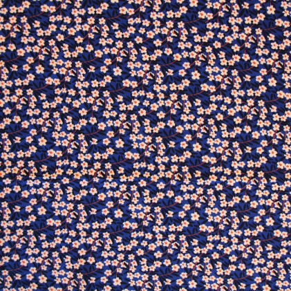 Tissu viscose imprimé Petites fleurs Bleu