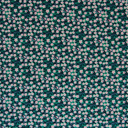 Tissu viscose imprimé Petites fleurs Vert
