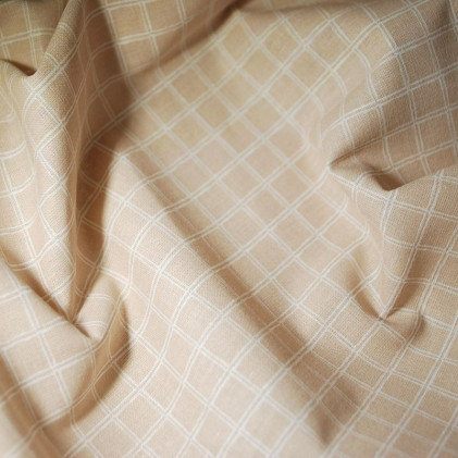 Tissu coton imprimé Carreaux rose clair