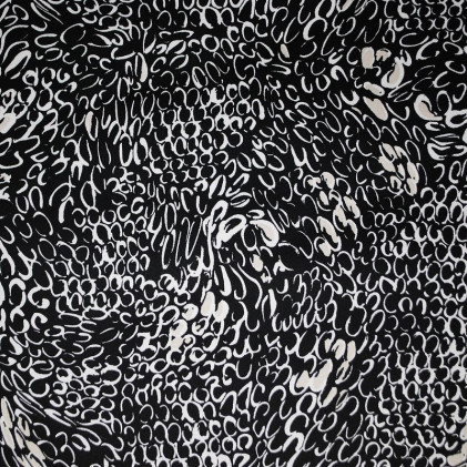 Tissu satin de coton imprimé Ecailles Noir