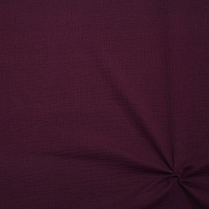 Tissu double gaze de coton uni Oeko-Tex Tamy Violet aubergine