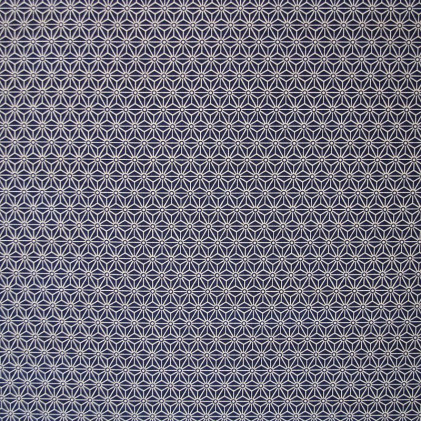 Tissu coton imprimé Oeko-Tex Saki Bleu / Blanc