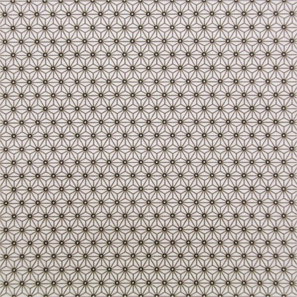 Tissu coton imprimé Oeko-Tex Saki Taupe / Blanc