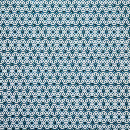 Tissu coton imprimé Oeko-Tex Saki Bleu canard