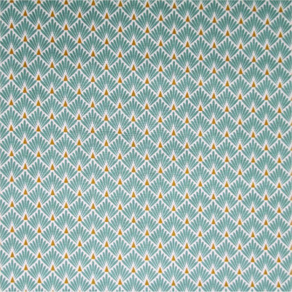 Tissu coton imprimé Oeko-Tex Ecaille  Turquoise