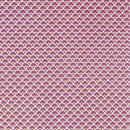 Tissu coton imprimé Oeko-Tex Eventail  Violet / Doré